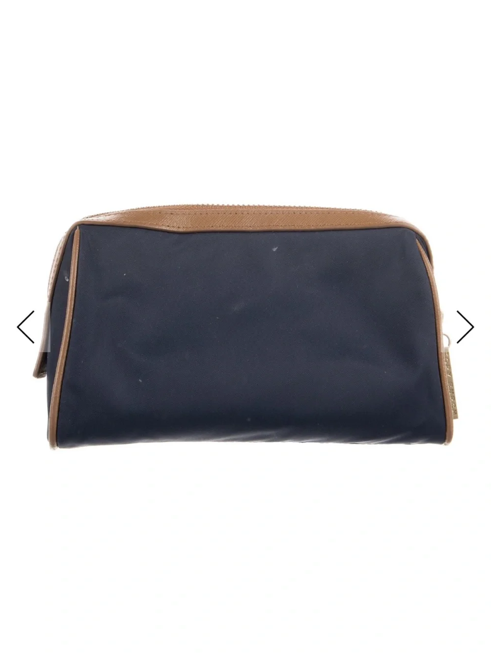 Tory Burch Navy and Brown Embossed Logo Upcycled Beauty to Crossbody Bag